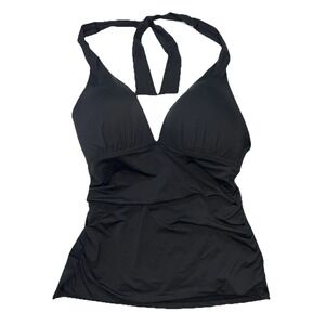 Lauren Ralph Lauren Women's Black Beach Club Halter Tankini Swim Top Size 12